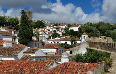 şehir içinde kale duvarları, obidos, Portekiz