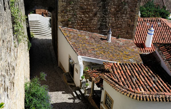 Medieval street, Obidos, Portogallo — Foto Stock