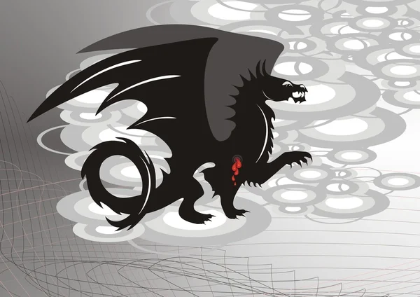 Black dragon with blood — Stock Vector