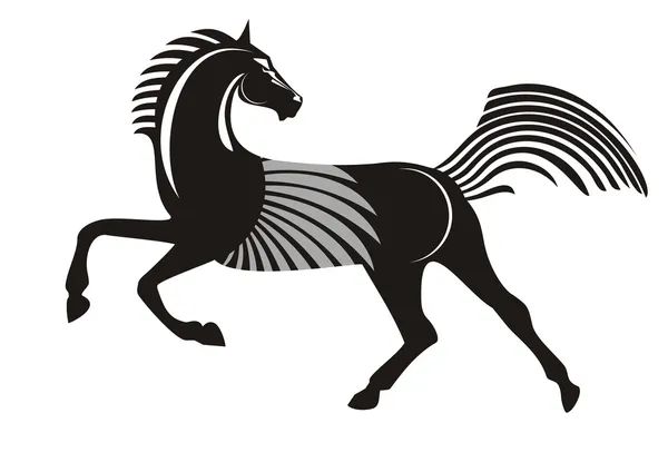 Cavalo de corrida preto —  Vetores de Stock