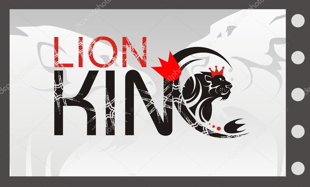 Lion King with a crown, vector lion symbol
