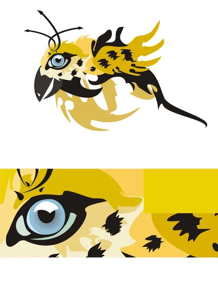 Jaguar eye in the form of a bird — Stock Vector