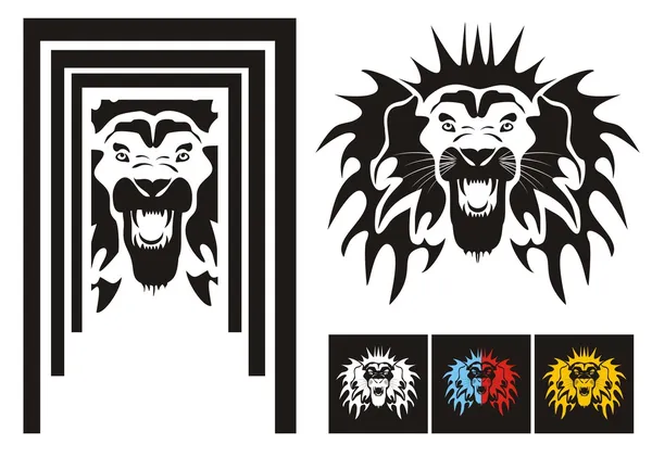 Tribal lion head - variants — Stock Vector