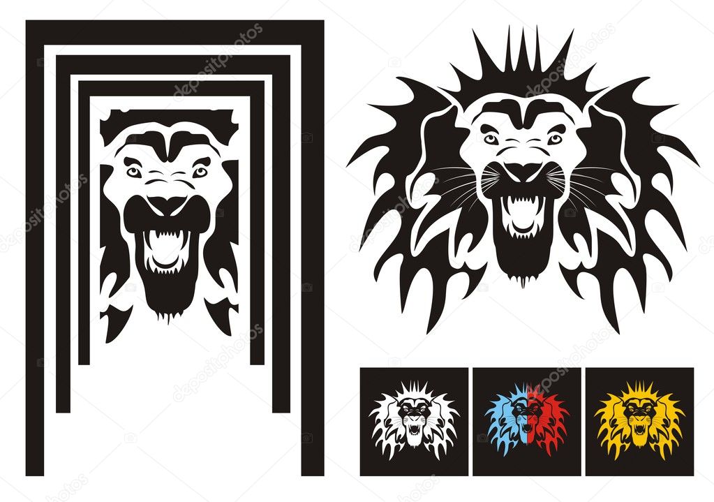 Tribal lion head - variants