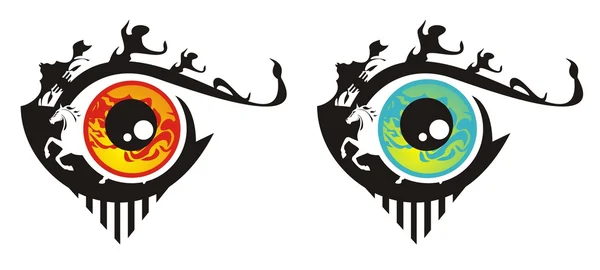 Red and blue monster eyes Stock Vector