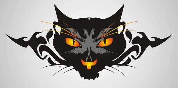 Tribal cat head on a gray background — Stock Vector