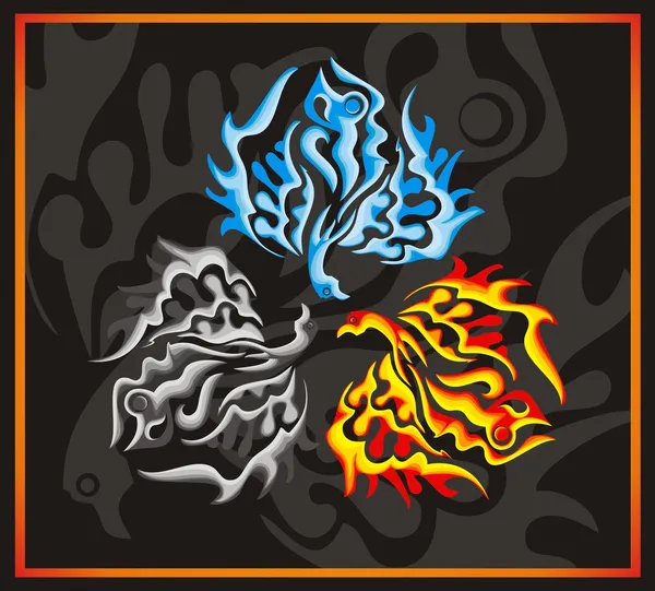 Oiseau Phoenix - feu, eau, cendres — Image vectorielle