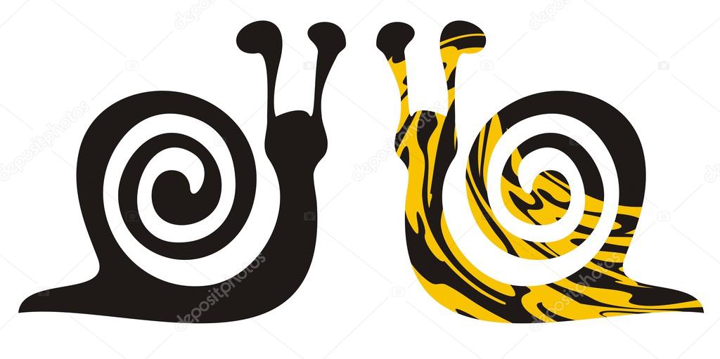 Black little snail with shell. Two options