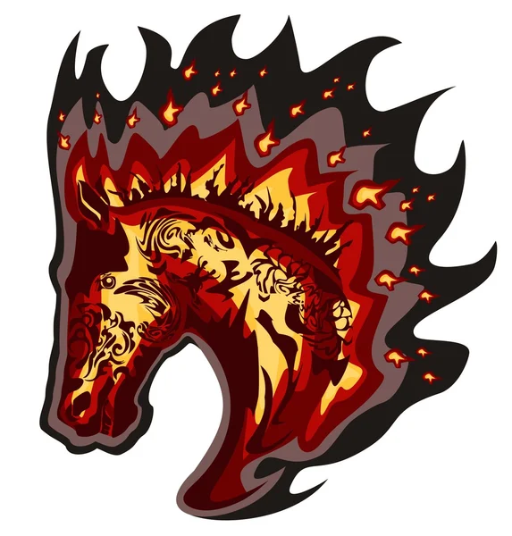 Fiery horse head — Stock Vector
