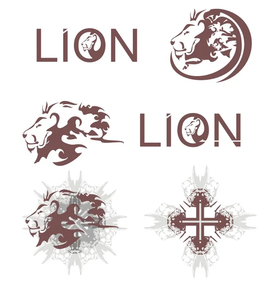 Lions heads, lions cross, lions text — Stock Vector