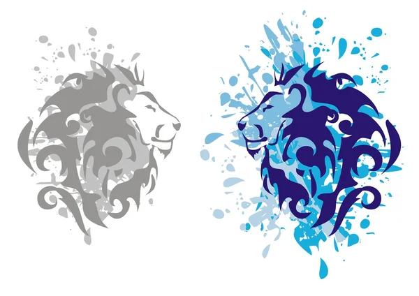 Têtes de lion avec éclaboussures — Image vectorielle