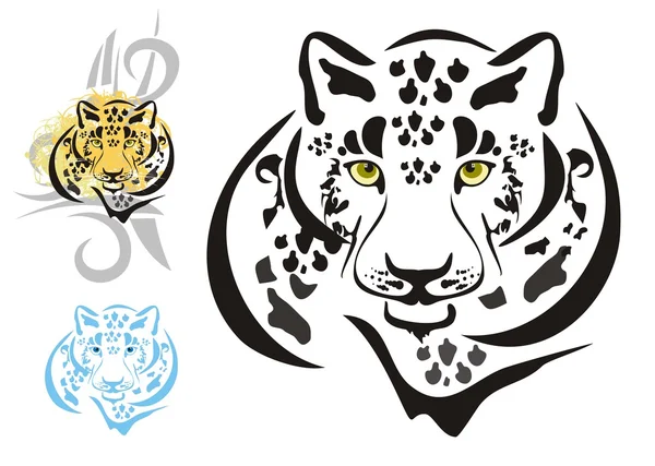 Cabezas de leopardos tribales — Vector de stock