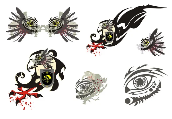 Símbolo águila y ojo adornado — Archivo Imágenes Vectoriales