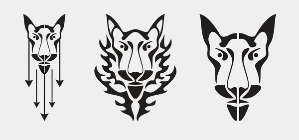 Fox símbolo de la cabeza - tres variantes — Archivo Imágenes Vectoriales