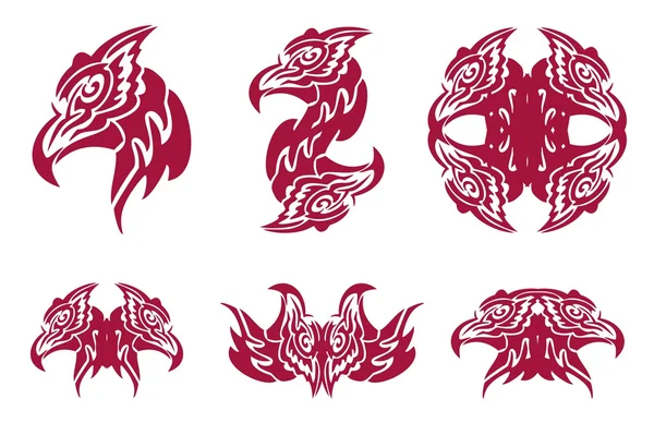 Flaming phoenix cabeza símbolos — Archivo Imágenes Vectoriales