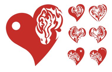 Red hearts icons clipart