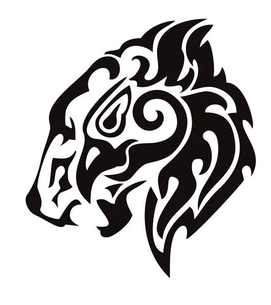 Cabeza de león tribal formada por la cabeza de un águila — Vector de stock