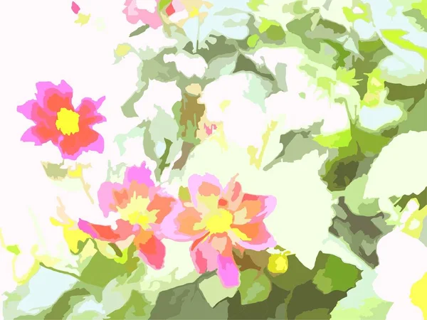Όμορφο Χρωματιστό Floral Φόντο Για Υφάσματα Ταπετσαρία Ανθισμένα Λουλούδια Αποχρώσεις — Διανυσματικό Αρχείο