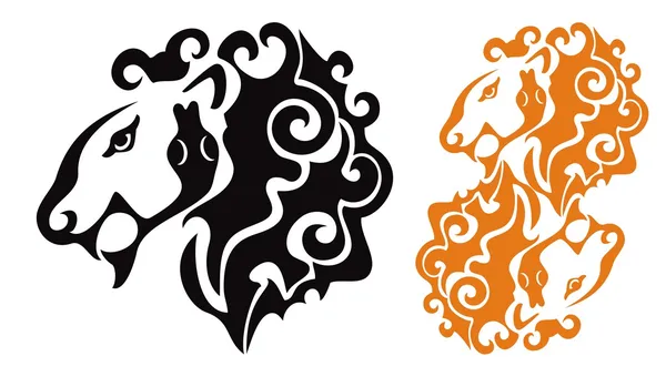 Tribal lion head with a snake — Stock Vector