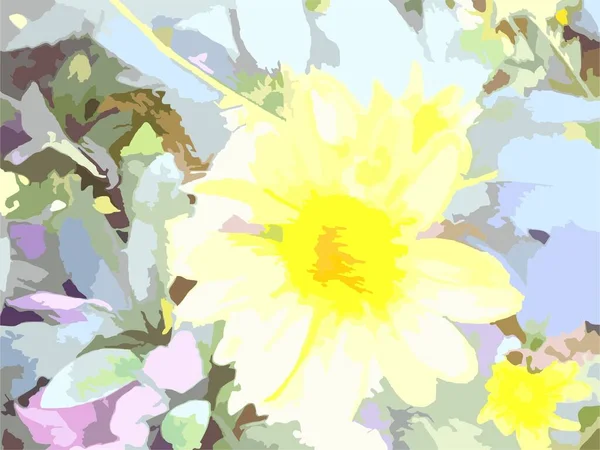 Όμορφο Κίτρινο Λουλούδι Και Πράσινο Φύλλωμα Για Ταπετσαρία Εκτυπώσεις Ανθισμένα — Διανυσματικό Αρχείο