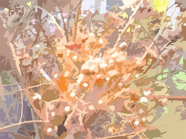 Оранжево Зеленый Растительный Мотив Фона Текстур Осенний Куст Крупным Плакатом — стоковый вектор