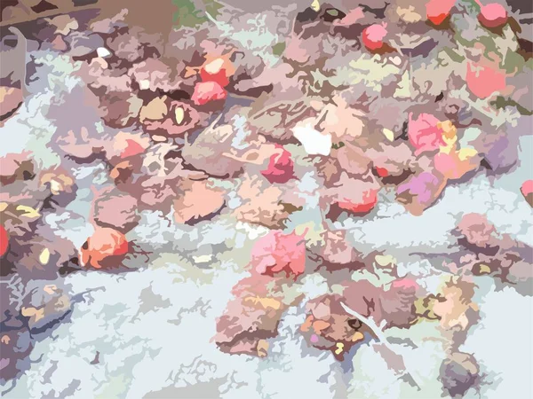 Осенний Фон Ягодами Текстиля Отпечатков Абстрактный Фон Дроблеными Ягодами Листьями — стоковый вектор