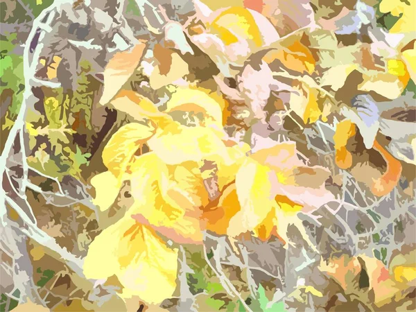 Желто Оранжево Зеленый Растительный Мотив Фона Текстур Огромные Яркие Осенние — стоковый вектор