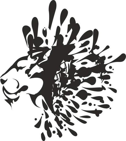 Löwenkopf Plätschert Schwarz Weiß Tönen Für Ihre Kreativen Ideen Löwenkopfspray — Stockvektor
