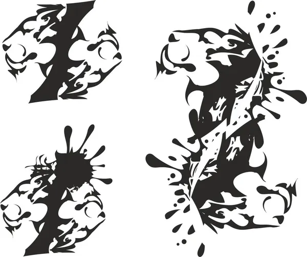 Double Tête Lion Symboles Pour Vos Dessins Têtes Lion Spray — Image vectorielle