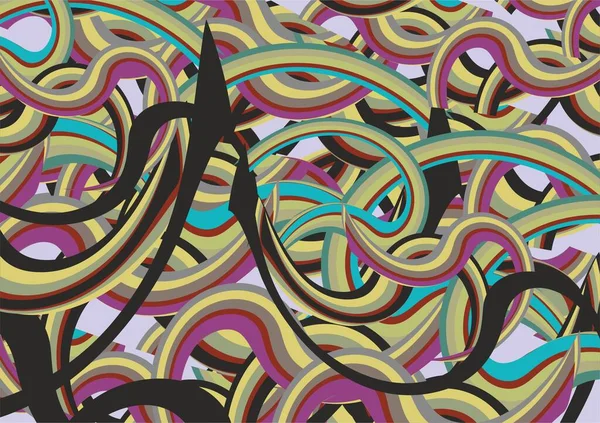 Abstract Colored Geometric Background Twirled Elements Wavy Multicolor Texture Background — Vetor de Stock