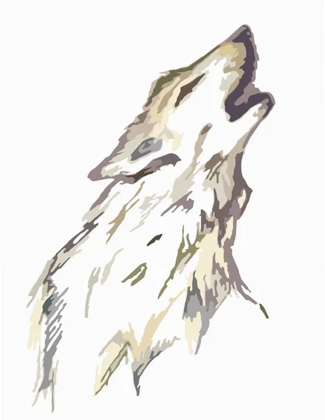 Symbole Tête Loup Pour Les Impressions Papier Peint Loup Hurlant — Image vectorielle