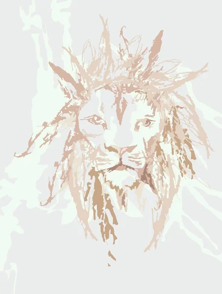 Sketch Lion Head Light Background Posters Wallpaper Grunge Lion Head — Stock Vector