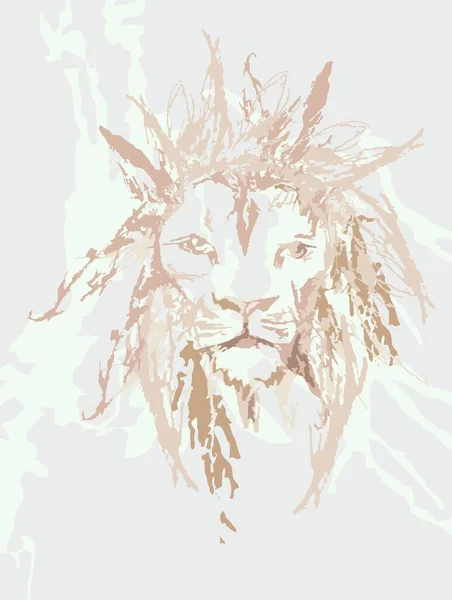 Skiss Ett Lejon Huvud Ljus Bakgrund För Affischer Eller Tapeter Stockillustration