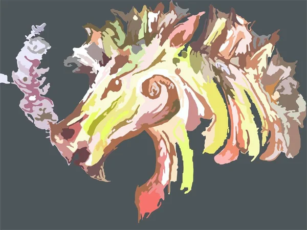 Colorful Horse Head Symbol Dark Background Grunge Stallion Head Multicolored — Stock Vector