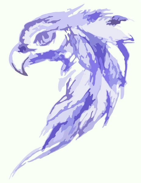 Cabeza Águila Salpica Sobre Fondo Leñoso Símbolo Águila Tonalidad Azul — Vector de stock