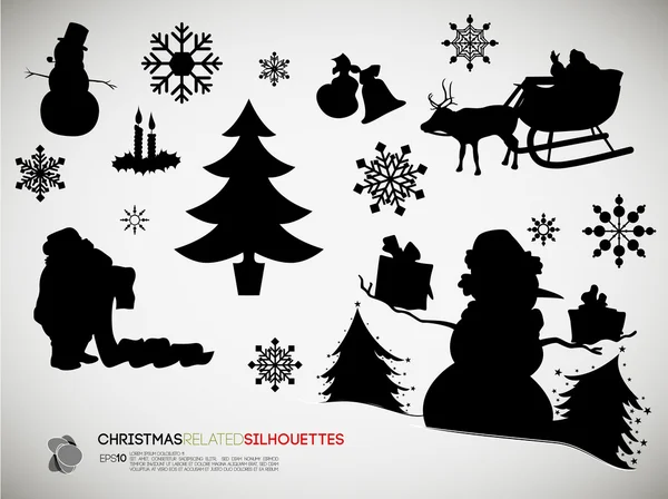 Christmas Related Silhouettes — Stock Vector