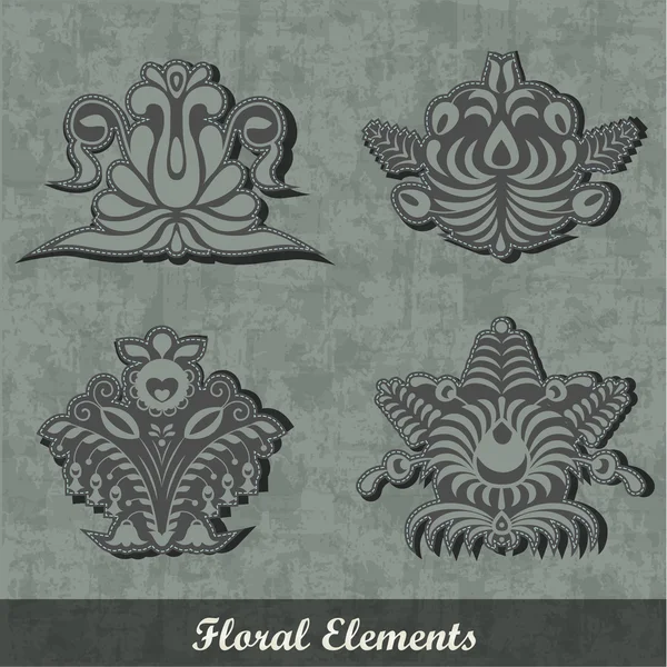 Floral Decoration Elements - Army style — Stock Vector