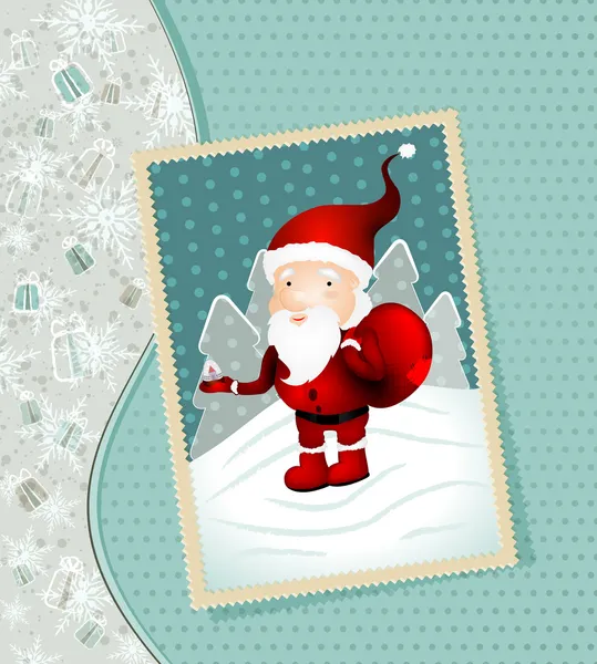 Carte de Noël Vintage avec le Père Noël — Image vectorielle