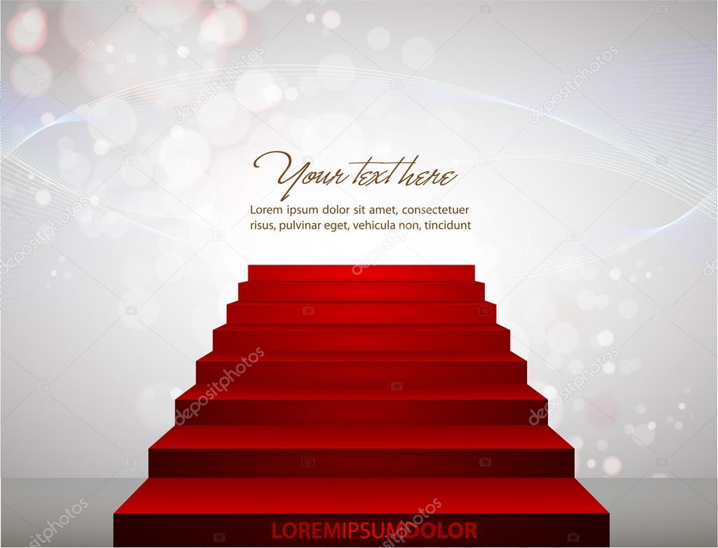 Red carpet on stairs pointing to your text.