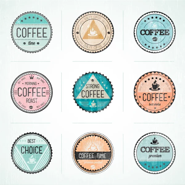 Set Of Vintage Retro Coffee Badges — Stock Vector