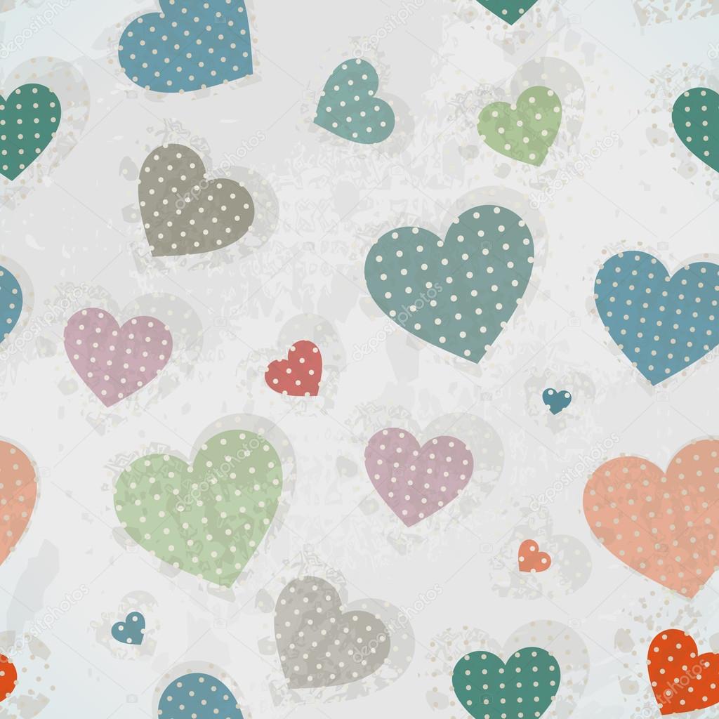 Retro Pattern with Colorful Hearts