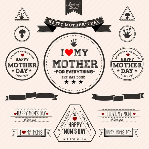 Набор винтажных Счастливого Дня Матери — стоковый вектор