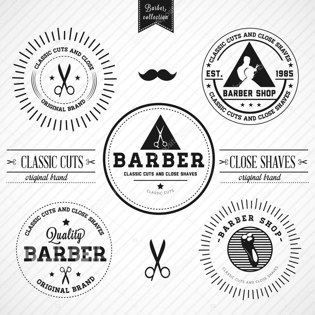 Set of vintage barber shop
