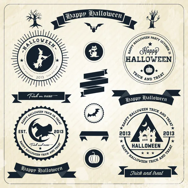 Etiquetas e iconos de fiesta de Halloween — Vector de stock