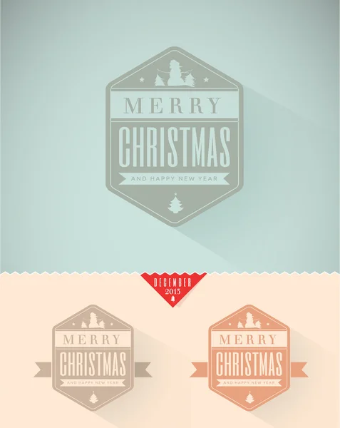 Vintage Flat Icon Christmas Card — Stock Vector