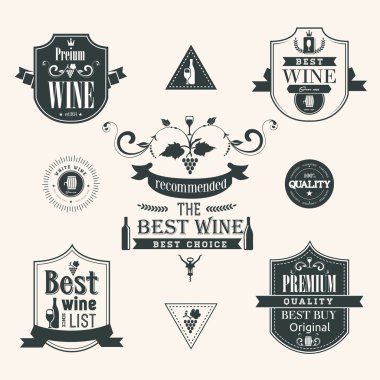 şarap etiketleri kümesi