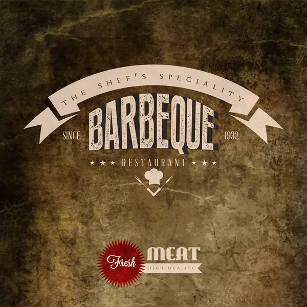 BBQ Grill etiqueta del restaurante — Vector de stock