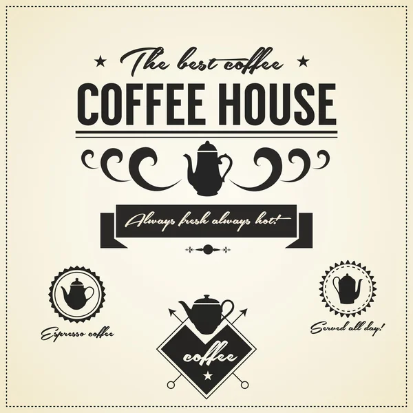 Kávé ház címkék és ikonok Jogdíjmentes Stock Illusztrációk