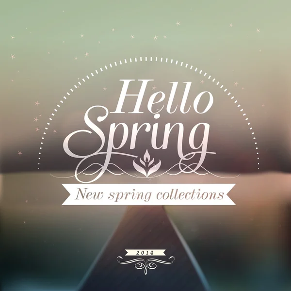 Merhaba bahar Tipografik Tasarım renkli arka plan ile — Stok Vektör