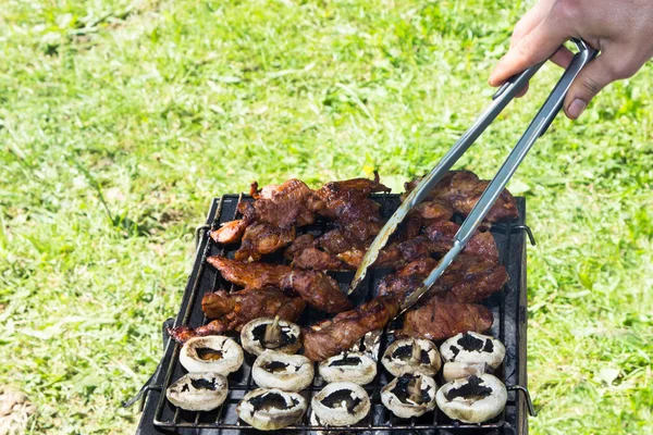 Churrasco carne grelhada ao ar livre — Fotografia de Stock